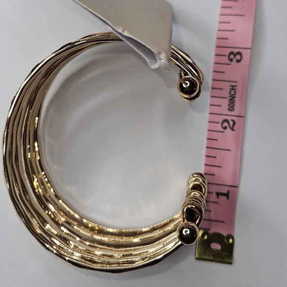 14th & Union Gold-Tone Hammered Cuff Bracelet, 2.5" Wide, NWT - Picture 6 of 7